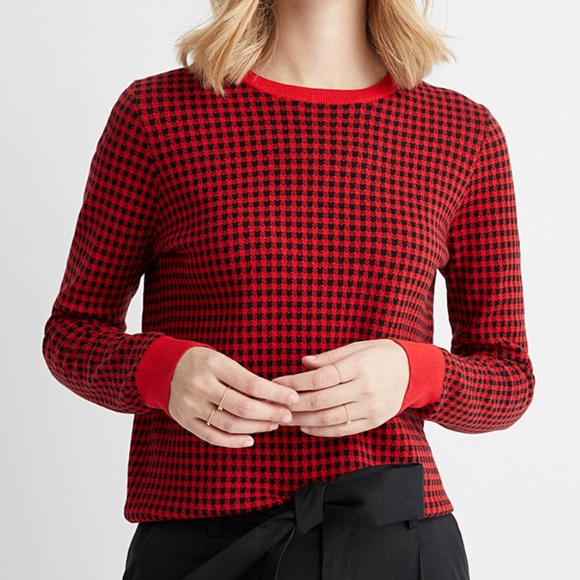Rustic red and black organic cotton gingham sweater EUC - Picture 1 of 8